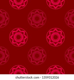 Polka dot seamless pattern. Flowers. Mosaic of ethnic figures. Geometric background. Can be used for wallpaper, textile, invitation card, wrapping, web page background.