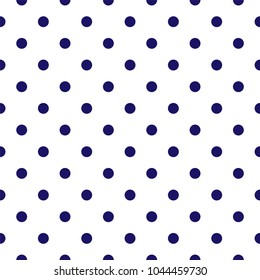 Polka Dot seamless pattern. Geometric circles Pattern. Blue dot fabric. Casual stylish, textile texture. Dark blue retro dots seamless background. Vector EPS10