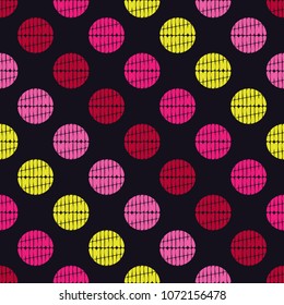 Polka dot seamless pattern. Geometric background. The colorful balls. Scribble texture. ?extile rapport. 