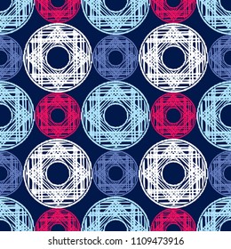 Polka dot seamless pattern. Geometric background. Scribble texture. Textile rapport.