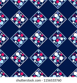 Polka dot seamless pattern. Geometric background. Dots, circles and buttons. Тextile rapport.