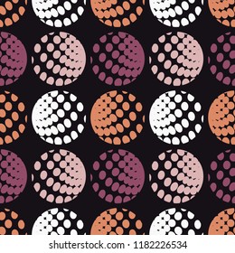 Polka dot seamless pattern. Geometric background. Computer drawing. Dots, circles and buttons. Тextile rapport.