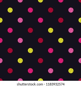 Polka dot seamless pattern. Geometric background. Dots, circles and buttons. Тextile rapport.