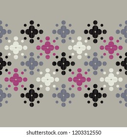 Polka dot seamless pattern. Geometric background. Dots, circles and buttons. Brushwork. Hand hatching. Can be used for wallpaper, textile, invitation card, wrapping, web page background.