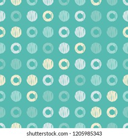 Polka dot seamless pattern. Geometric background. Dots, circles and buttons. Brushwork. Hand hatching. Can be used for wallpaper, textile, invitation card, wrapping, web page background.