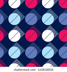 Polka dot seamless pattern. Geometric background. Dots, circles and buttons. Can be used for wallpaper, textile, invitation card, wrapping, web page background.