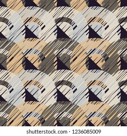 Polka dot seamless pattern. Geometric background. Dots, circles and buttons. Hand hatching. Scribble texture. Can be used for wallpaper, textile, invitation card, wrapping, web page background.