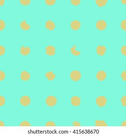 Polka dot seamless pattern. Gold dots on the background color of Tiffany. Vector illustration.