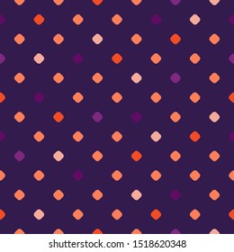 Polka dot seamless pattern. Halloween or Thanksgiving day theme, autumn harvest season. Vector dotted texture with small colorful circles. Simple abstract geometric design for decoration, scrapbook