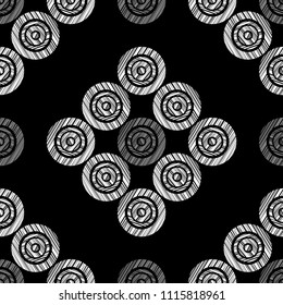 Polka dot seamless pattern. Hand hatching. Brushwork. Geometric background. Scribble texture. Тextile rapport.