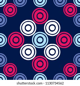 Polka dot seamless pattern. Hand hatching. Brushwork. Geometric background. Scribble texture. Тextile rapport.