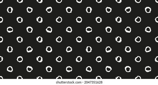 Polka dot seamless pattern with hand painted circles. Vector illustration