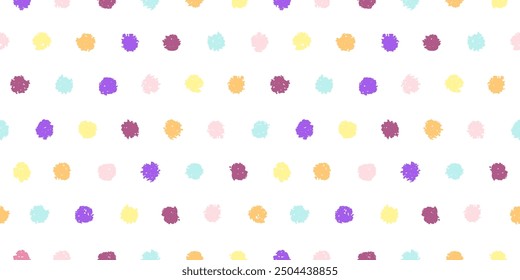 Polka dot seamless pattern with hand painted circles. Vector illustration