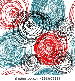 Polka dot seamless pattern. Illustrat3. Scribble texture. Textile rapport. Seamless pattern of circles with pen. Vector illustration