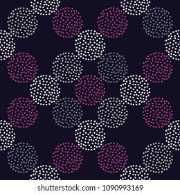 Polka dot seamless pattern. Manual hatching. Geometric background. Scribble texture. ?extile rapport.