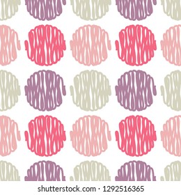 Polka dot seamless pattern. Mosaic of painted strokes circles. Geometric background. Can be used for wallpaper, textile, invitation card, web page background.