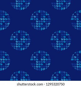 Polka dot seamless pattern. Mosaic of circles with different parts. Geometric background. Can be used for wallpaper, textile, invitation card, web page background.