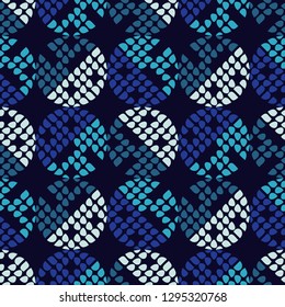 Polka dot seamless pattern. Mosaic of circles with different parts. Geometric background. Can be used for wallpaper, textile, invitation card, web page background.