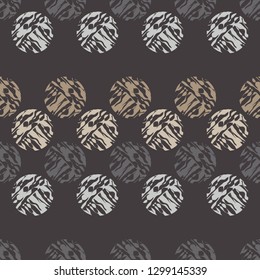 Polka dot seamless pattern. Mosaic of circles with patterned texture. Geometric background. Can be used for wallpaper, textile, invitation card, web page background.