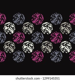 Polka dot seamless pattern. Mosaic of circles with patterned texture. Geometric background. Can be used for wallpaper, textile, invitation card, web page background.