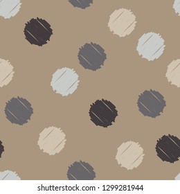 Polka dot seamless pattern. Mosaic of circles with hatching texture. Geometric background. Can be used for wallpaper, textile, invitation card, web page background.