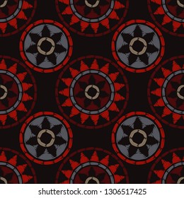 Polka dot seamless pattern. Mosaic of ethnic figures. Geometric background. Can be used for wallpaper, textile, invitation card, web page background.