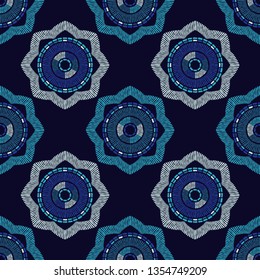 Polka dot seamless pattern. Mosaic of ethnic figures. Geometric background. Can be used for wallpaper, textile, invitation card, wrapping, web page background.