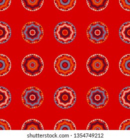 Polka dot seamless pattern. Mosaic of ethnic figures. Geometric background. Can be used for wallpaper, textile, invitation card, wrapping, web page background.