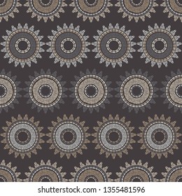 Polka dot seamless pattern. Mosaic of ethnic figures. Geometric background. Can be used for wallpaper, textile, invitation card, wrapping, web page background.