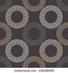 Polka dot seamless pattern. Mosaic of ethnic figures. Geometric background. Can be used for wallpaper, textile, invitation card, wrapping, web page background.
