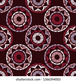 Polka dot seamless pattern. Mosaic of ethnic figures. Geometric background. Can be used for wallpaper, textile, invitation card, wrapping, web page background.