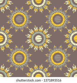 Polka dot seamless pattern. Mosaic of ethnic figures. Geometric background. Can be used for wallpaper, textile, invitation card, wrapping, web page background.