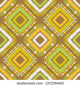 Polka dot seamless pattern. Mosaic of ethnic figures. Geometric background. Can be used for wallpaper, textile, invitation card, wrapping, web page background.