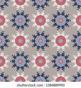 Polka dot seamless pattern. Mosaic of ethnic figures. Patterned texture. Geometric background. Can be used for wallpaper, textile, invitation card, wrapping, web page background.