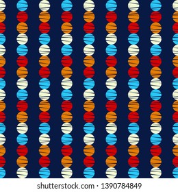 Polka dot seamless pattern. Mosaic of ethnic figures. Patterned texture. Geometric background. Can be used for wallpaper, textile, invitation card, wrapping, web page background.