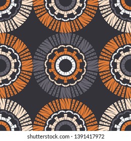 Polka dot seamless pattern. Mosaic of ethnic figures. Patterned texture. Geometric background. Can be used for wallpaper, textile, invitation card, wrapping, web page background.