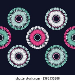 Polka dot seamless pattern. Mosaic of ethnic figures. Patterned texture. Geometric background. Can be used for wallpaper, textile, invitation card, wrapping, web page background.