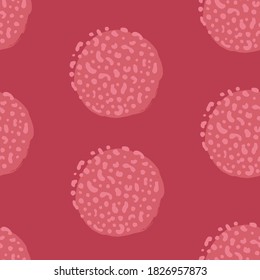 Polka dot nahtloses Muster auf bordeauxfarbenem Hintergrund. Vektordesign für Textilien, Hintergründe, Kleidung, Verpackungspapier, Webseiten und Tapeten. Modegrafik nahtloses Muster.