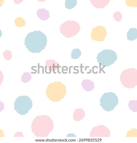 Polka dot seamless pattern, pastel hand drawn spot vector background