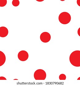 Polka Dot seamless pattern. Random red dot jn white background.