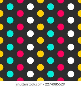 Polka dot seamless pattern with regular rows. Dots background, repeat of ornament