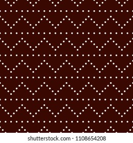 Polka dot seamless pattern. Repeated dotted zigzag stripes texture. Round spots motif. Mini circles abstract wallpaper. Simple minimalist geometric background. Vector digital paper, textile print