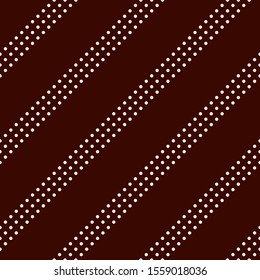 Polka dot seamless pattern. Repeated dotted diagonal stripes texture. Round spots motif. Mini circles abstract wallpaper. Simple minimalist geometric background. Vector digital paper, textile print