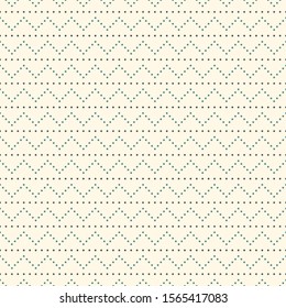 Polka dot seamless pattern. Repeated dotted zigzag stripes texture. Round spots motif. Mini circles abstract wallpaper. Simple minimalist geometric background. Vector digital paper, textile print