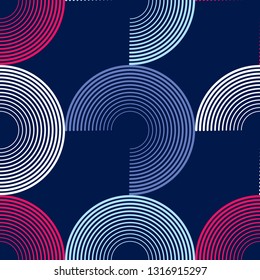 Polka dot seamless pattern. The semi-circles of thin strips. Geometric background. Can be used for wallpaper, textile, invitation card, wrapping, web page background.