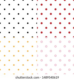 Polka dot seamless pattern set. Fashion graphic background design. Modern stylish abstract texture. Colorful template for prints, textiles, wrapping, wallpaper, decor, website. Vector illustration.