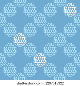 Polka dot seamless pattern. Shapes of hexagons. Geometric background. Dots, circles and buttons. Can be used for wallpaper, textile, invitation card, wrapping, web page background.
