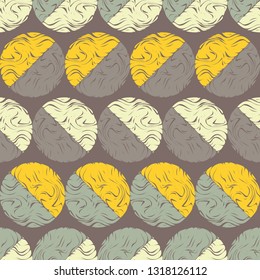 Polka dot seamless pattern. The shapes of the circles with patterned texture. Geometric background. Can be used for wallpaper, textile, invitation card, wrapping, web page background.