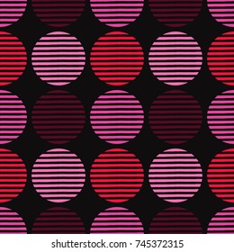 Polka dot seamless pattern. Striped circles. Textile rapport.