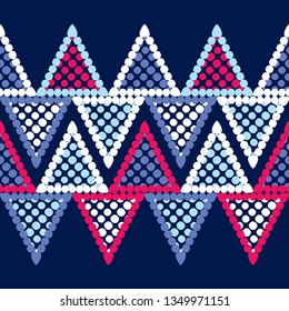 Polka dot seamless pattern. Triangles from the drawn circles. Geometric background. Can be used for wallpaper, textile, invitation card, wrapping, web page background.
